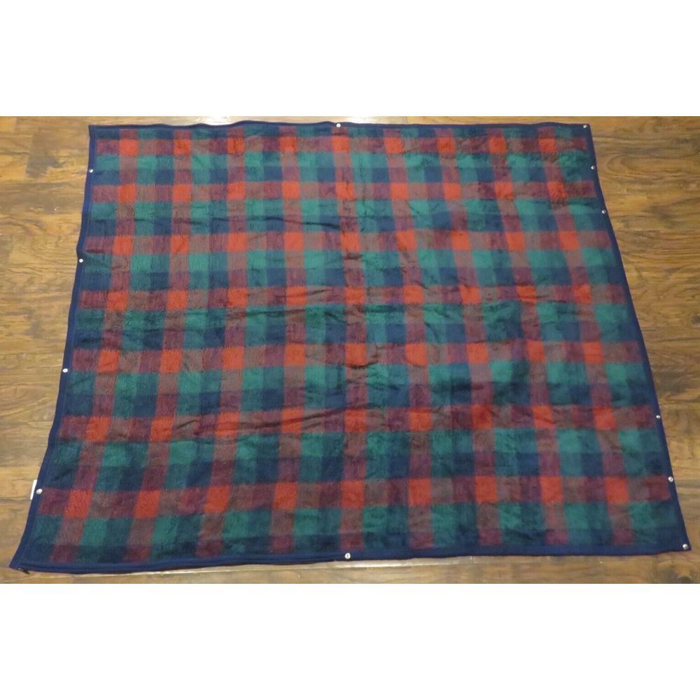 Vintage Biederlack Blanket Throw USA Made Geometric Side Zip Snap Button 65"